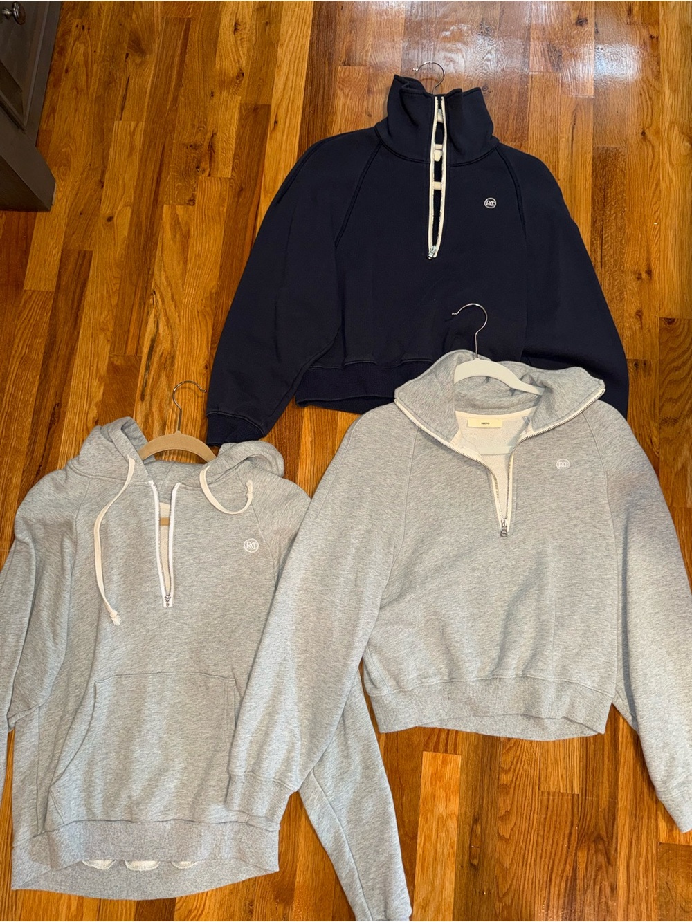 Women's Half-Zip Pullover Sweatshirt - Gray & Navy